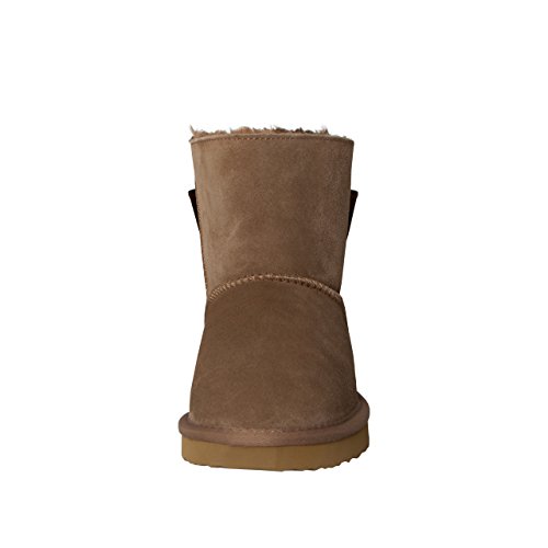 SKUTARI® Cuero Big Bow Botas de Gamuza con Piel sintética acogedora, Botas de Piel de Mujer acogedoras, Zapatos de Invierno, Botas sin Cordones con Lazo, Botines cálidos - Made IN Italy