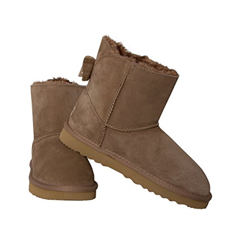 SKUTARI® Cuero Big Bow Botas de Gamuza con Piel sintética acogedora, Botas de Piel de Mujer acogedoras, Zapatos de Invierno, Botas sin Cordones con Lazo, Botines cálidos - Made IN Italy