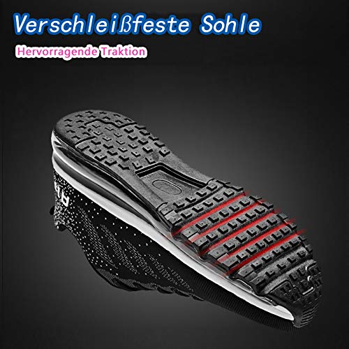 Smarten Zapatillas de Running Hombre Mujer Air Correr Deportes Calzado Verano Comodos Zapatillas Sport Black White 40 EU