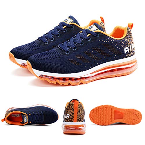 Smarten Zapatillas de Running Hombre Mujer Air Correr Deportes Calzado Verano Comodos Zapatillas Sport Blue Orange 34 EU