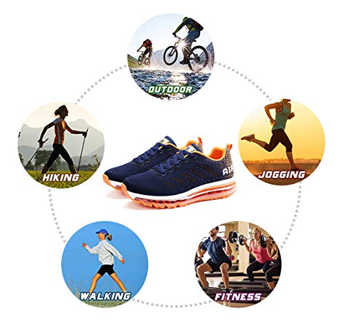 Smarten Zapatillas de Running Hombre Mujer Air Correr Deportes Calzado Verano Comodos Zapatillas Sport Blue Orange 34 EU