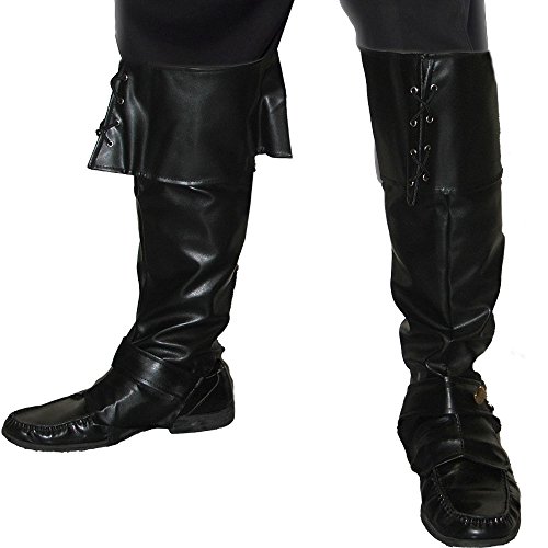 Smiffys-26736 Cubrebotas de piratas, Deluxe, color negro, Tamaño único (Smiffy's 26736) , color/modelo surtido