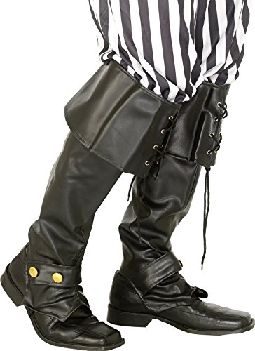 Smiffys-26736 Cubrebotas de piratas, Deluxe, color negro, Tamaño único (Smiffy's 26736) , color/modelo surtido