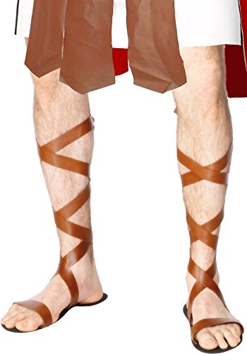 Smiffys-28438 Sandalias romanas, color marrón, Tamaño único (Smiffy's 28438) , color/modelo surtido