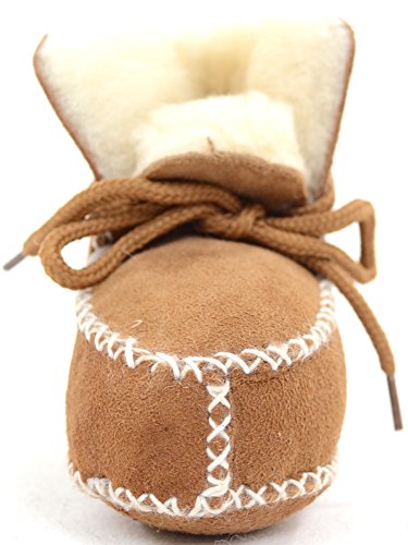 SNUGRUGS Botas de piel de oveja con cordones para bebés y niños, color Marrón, talla XX-Large