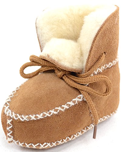 SNUGRUGS Botas de piel de oveja con cordones para bebés y niños, color Marrón, talla XX-Large