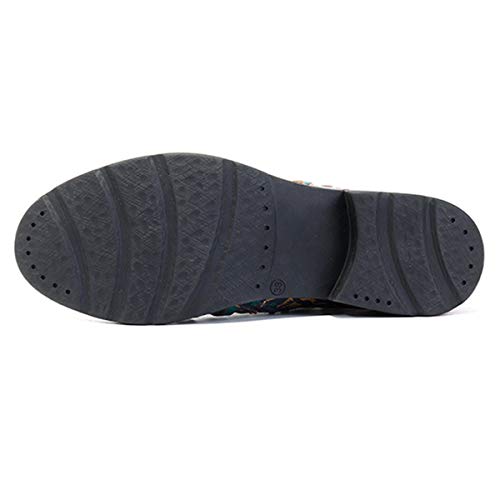 Socofy Invierno Mujer Botas de Nieve Cuero Botines Zapatos de Mujer 2019 Botas Retro Moda Casual Cremallera Lateral Zapatos Boots Ocasional Anti Deslizante Zapatos de Invierno Al Aire Libre