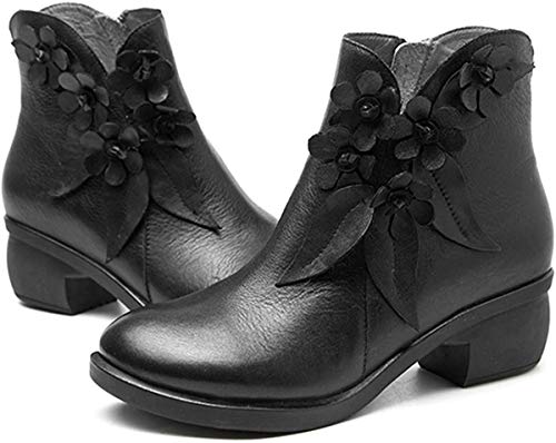 Socofy Invierno Mujer Botas de Nieve Cuero Calientes Fur Botines Altos Talones Bota Boots Ocasional Impermeable Anti Deslizante Zapatos de Invierno Al Aire Libre