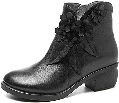 Socofy Invierno Mujer Botas de Nieve Cuero Calientes Fur Botines Altos Talones Bota Boots Ocasional Impermeable Anti Deslizante Zapatos de Invierno Al Aire Libre