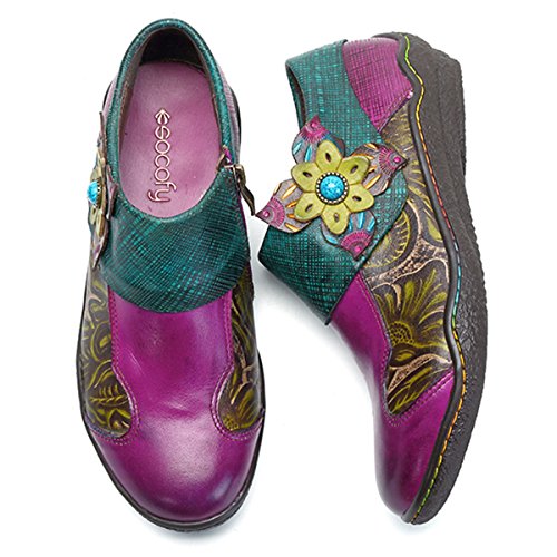 Socofy Mocasines Zapatos De Mujer De Cuero Mujer Zapatos De Ballet Mocasines Zapatos Casuales Mujer Primavera Verano Informal Plano Cómodo Cuero Redondo Cabeza Mocasines Zapatillas Zapatos De Barco