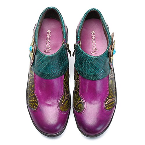 Socofy Mocasines Zapatos De Mujer De Cuero Mujer Zapatos De Ballet Mocasines Zapatos Casuales Mujer Primavera Verano Informal Plano Cómodo Cuero Redondo Cabeza Mocasines Zapatillas Zapatos De Barco