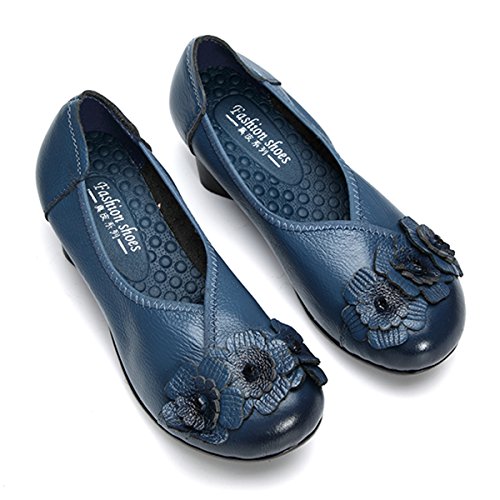 Socofy Mocasines Zapatos de Mujer de Cuero Mujer Zapatos de Ballet Mocasines Zapatos Casuales Mujer Primavera Verano Informal Plano cómodo Cuero Redondo Cabeza Mocasines Zapatillas Zapatos de Barco