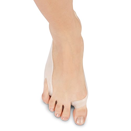 Soles Pad para juanetes y separador de dedos con férula – Enderezador del pie de gran tamaño, ayuda a aliviar el dolor del pie – silicona hipoalergénica – un tamaño para todos, Blanco