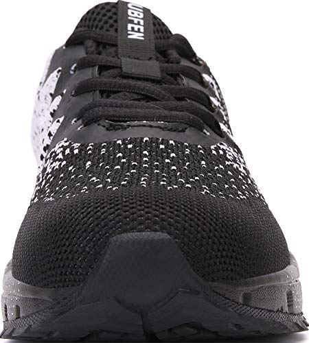 SOLLOMENSI Zapatillas de Deporte Hombres Mujer Running Zapatos para Correr Gimnasio Sneakers Deportivas Padel Transpirables Casual Montaña 44 EU H Negro Blanco