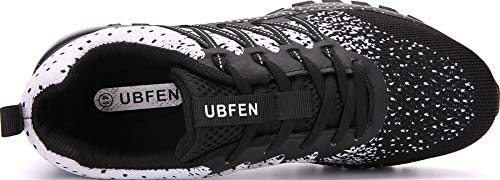 SOLLOMENSI Zapatillas de Deporte Hombres Mujer Running Zapatos para Correr Gimnasio Sneakers Deportivas Padel Transpirables Casual Montaña 44 EU H Negro Blanco