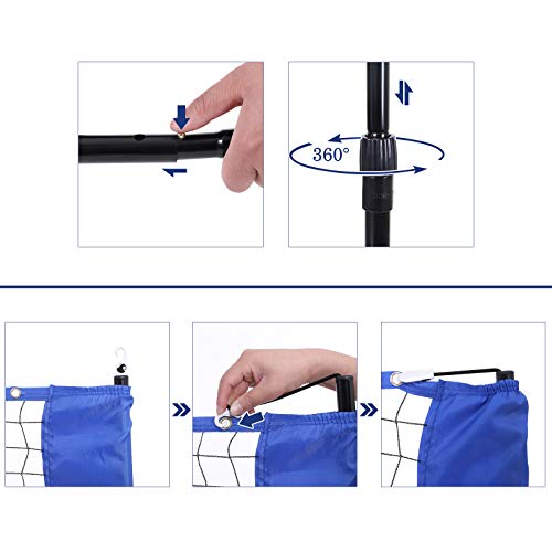 SONGMICS 4 m Red de Tenis Bádminton de Longitud, de Pie, Altura Ajustable Entre 107-155 cm SYQ400
