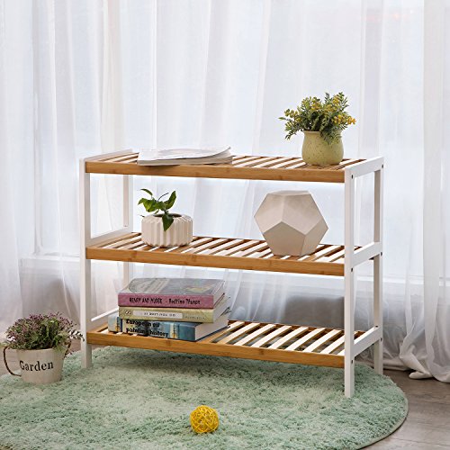 SONGMICS Multiuso Zapatero de 3 Pisos estantería para Zapatos de bambú Organizador para Entrada Pasillo LBS03H