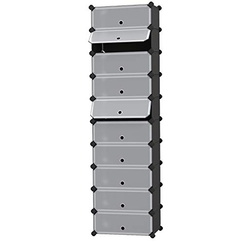 SONGMICS Zapatero Modular, Zapatero Cubos, EstanterÍa Modular para Bricolaje de 10 Ranuras, 40 x 30 x 17 cm por Cada Ranura, Armario de Alambre Metálico, Negro LPC10HV1
