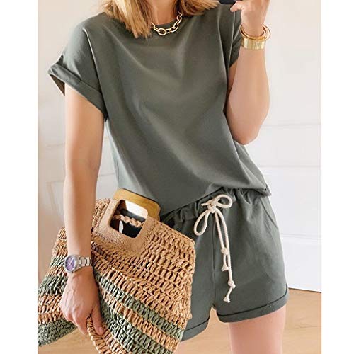 Sonnena Monos Verano Playas Cuello Redondo Cintura elástica Mameluco con Bolsillos Casual Verano