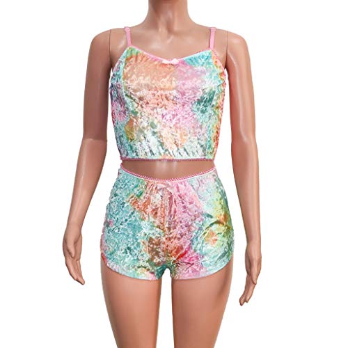 Sonnena Mujeres 2020 Monos Estampado teñido Señoras Home Leopard Print Velvet Shorts Conjuntos de chándal de Dos Piezas