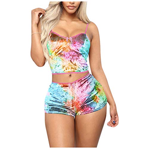 Sonnena Mujeres 2020 Monos Estampado teñido Señoras Home Leopard Print Velvet Shorts Conjuntos de chándal de Dos Piezas