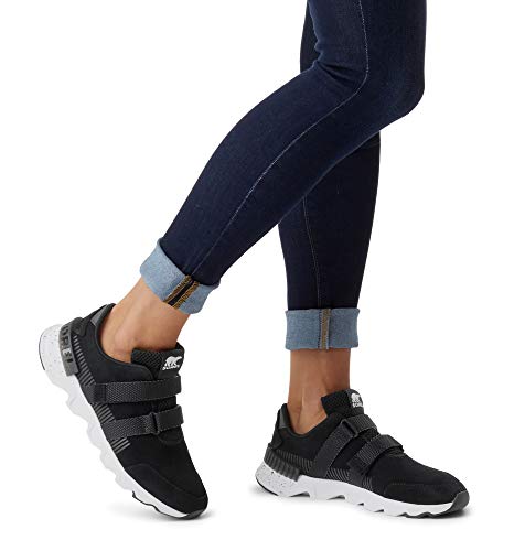 Sorel - Zapatillas de deporte para mujer con correa Kinetic Lite, ante o malla con suela festoneada, Negro (Negro), 42 EU