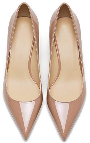 Soulength ZáPatos De Tacon Mujer 130 CóModo 3Cm Trabajo De Charol ZáPatos Nude 39