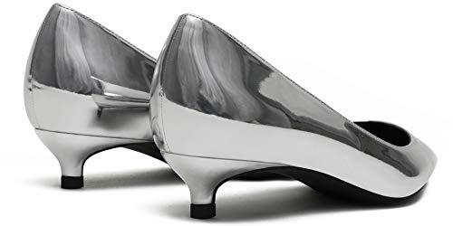 Soulength ZáPatos De Tacon Mujer 130 CóModo 3Cm Trabajo De Charol ZáPatos Plateado 41