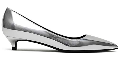 Soulength ZáPatos De Tacon Mujer 130 CóModo 3Cm Trabajo De Charol ZáPatos Plateado 41