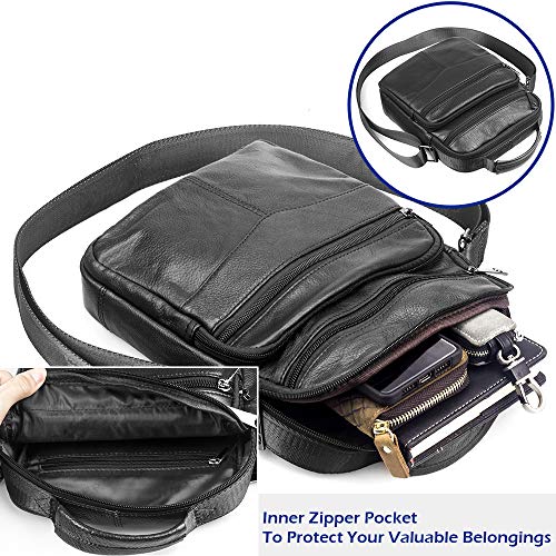 SPAHER IPAD bandoleras de hombre bolsa caballero mochilas hombre cuero piel de hombro bolsos para hombre bandolera bolsos de mano cuero Crossbody bolso bandolera hombre bolso mochila Negro