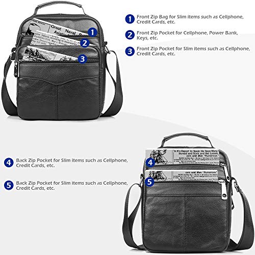 SPAHER IPAD bandoleras de hombre bolsa caballero mochilas hombre cuero piel de hombro bolsos para hombre bandolera bolsos de mano cuero Crossbody bolso bandolera hombre bolso mochila Negro