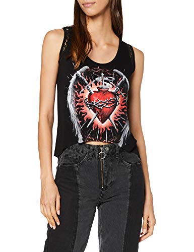 Spiral Direct Sacred Wings-Under-Laced Skater Vest Top, Negro (Black 001), 36 (Talla del Fabricante: Small) para Mujer