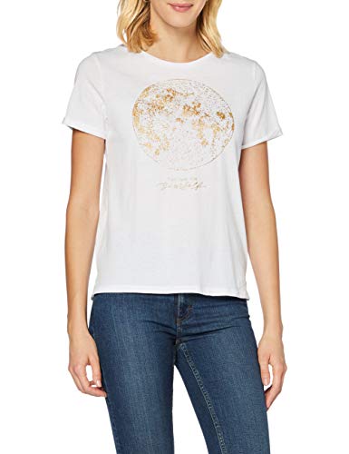Springfield Camiseta Gráfica Luna T-Shirt, Blanco, L Womens