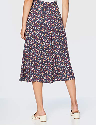 Springfield Frq.Falda Midi Macro Flor-C/19 Falda, Azul (Blue_Print 19), 44 (Tamaño del Fabricante: 44) para Mujer