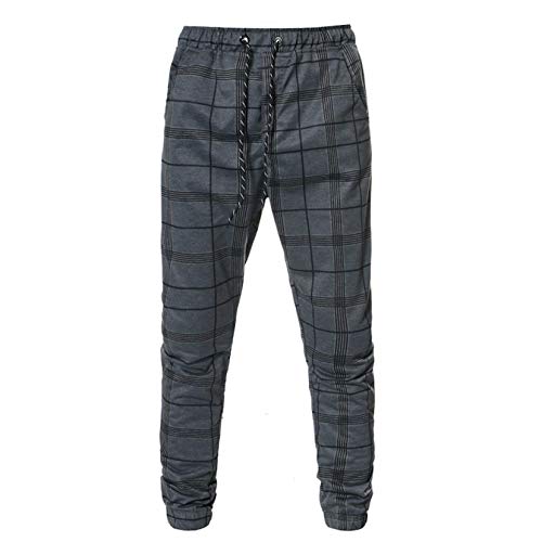 Spritumn Hombre Pantalon de Chandal Slim Pantalones Deportivos Cuadros con Bolsillos para Hombre Jogging Entrenamiento Pantalones de Moda Casual (M)