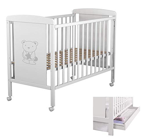 Star Ibaby Dreams Sweet 102 - Cuna de bebé 8 posiciones con cajón. Lateral abatible. Color blanco.