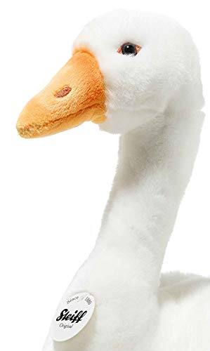 Steiff Fritzi Gans 073847 - Peluche de Ganso de Peluche para niños, 27 cm, con botón en la Oreja, Lavable, Color Blanco