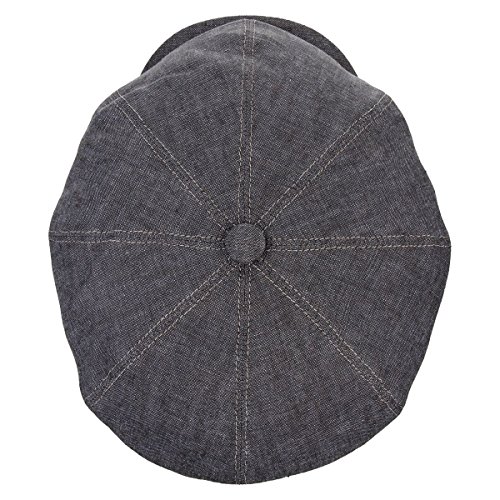 Stetson Hatteras Flatcap de Lino para Mujer/Hombre - con Forro de algodón - Gorra Plana con protección Solar UV 40+- Boina Plana para Primavera/Verano Negro 58 cm