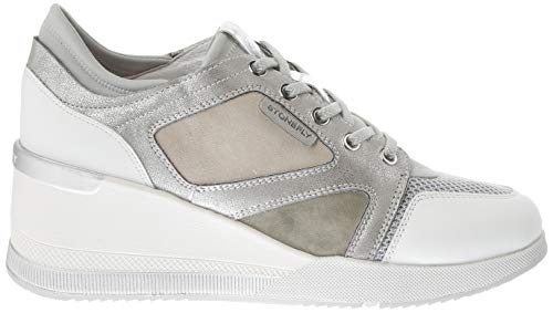 Stonefly Ella 2 Nappa/Textile, Zapatillas Mujer, Bianco White Hi Rise Gray 69s, 39 EU