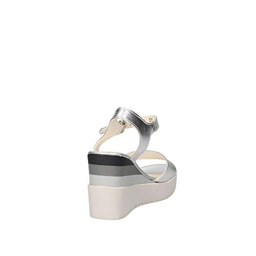 Stonefly Ely 7 Laminated LTH, Sandalia con Pulsera Mujer, Argento Silver Metal 058, 37 EU