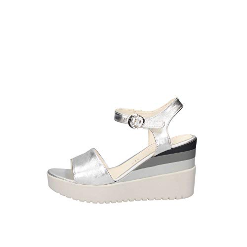 Stonefly Ely 7 Laminated LTH, Sandalia con Pulsera Mujer, Argento Silver Metal 058, 37 EU