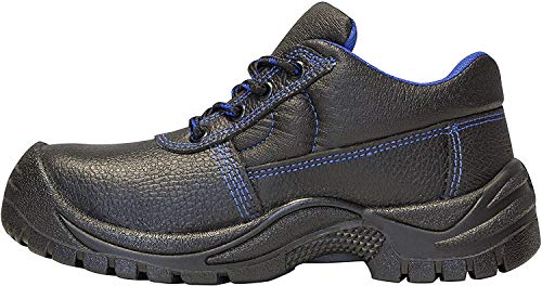 strongAnt - Zapatos de Seguridad para Hombres S3 SRC Cuero Trabajo Puntera de Acero y Entresuela de Acero Antideslizante Botas Negro - 37