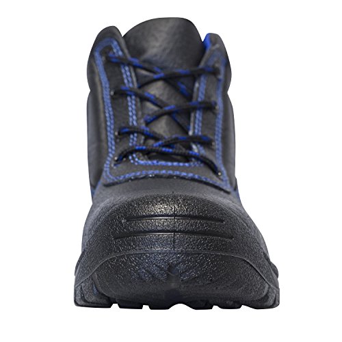 strongAnt - Zapatos de Seguridad para Hombres S3 SRC Cuero Trabajo Puntera de Acero y Entresuela de Acero Antideslizante Botas Negro - 43