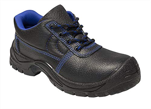 strongAnt - Zapatos de Seguridad para Hombres S3 SRC Cuero Trabajo Puntera de Acero y Entresuela de Acero Antideslizante Botas Negro - 43