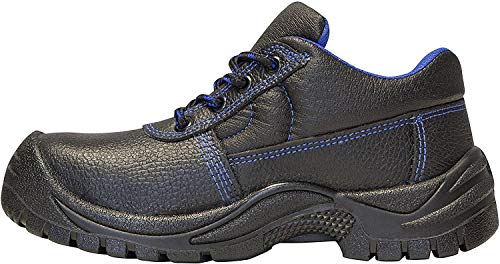 strongAnt - Zapatos de Seguridad para Hombres S3 SRC Cuero Trabajo Puntera de Acero y Entresuela de Acero Antideslizante Botas Negro - 43