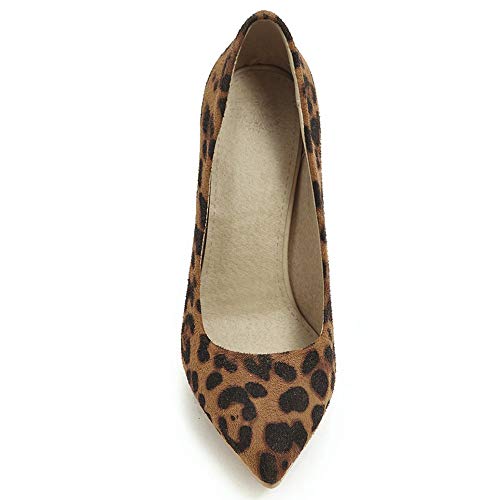 SUCREVEN Mujer Elegante Tacón De Aguja Zapatos Sin Cordones Tacón Alto Zapatos Puntiagudo Fiesta Zapatos Noche Vestido Zapatos Leopard Amarillo Talla 34 EU