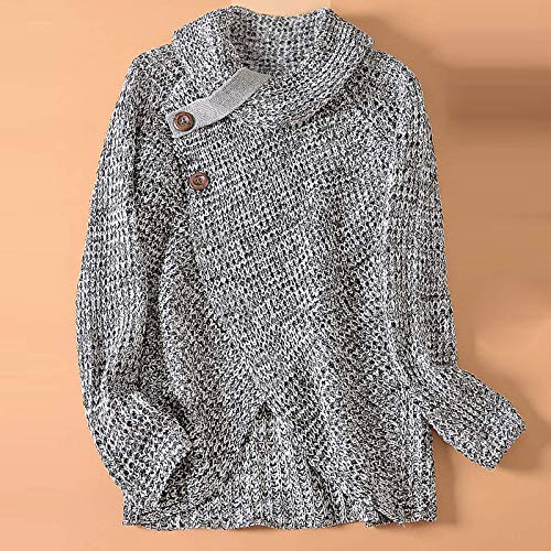 Sudadera de Mujer Básica Knit Love Suéter Moda O-Cuello Otoño Invierno de Gran tamaño Chaqueta de Deporte de los Deportes Manga Larga Irregular Jerséis riou