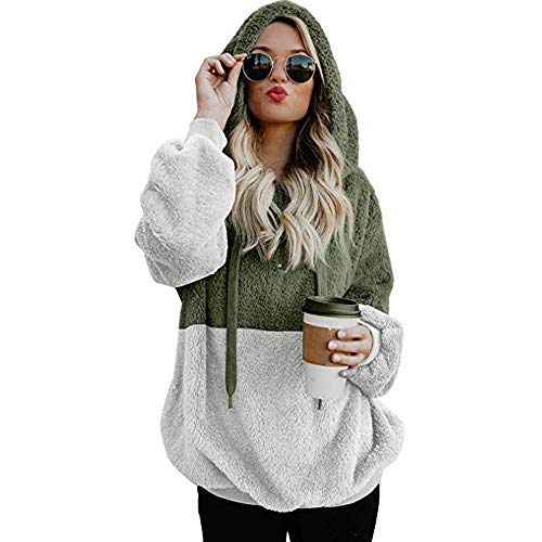 Sudaderas Capucha para Mujer, BBestseller Suéter de Doble Capa de Lana Polar Top Cardigan Tejido Sudaderas para Mujer Blusa Camiseta Tops Otoño e Invierno (S, Verde)
