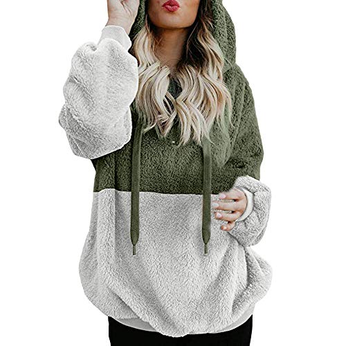 Sudaderas Capucha para Mujer, BBestseller Suéter de Doble Capa de Lana Polar Top Cardigan Tejido Sudaderas para Mujer Blusa Camiseta Tops Otoño e Invierno (S, Verde)