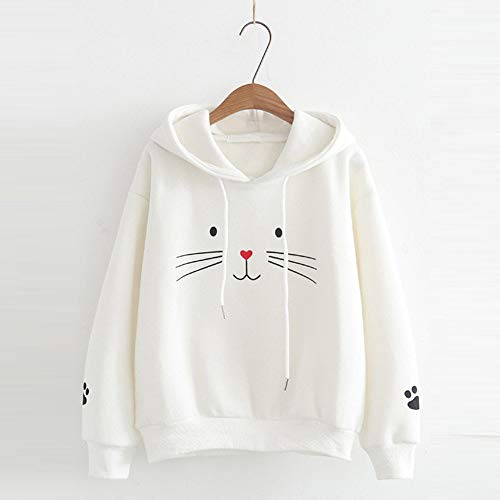 Sudaderas Tumblr Chica Gato Animal Patrón Casual Camiseta con Capucha y Manga Larga Tops Ropa Mujer Niña Otoño e Invierno